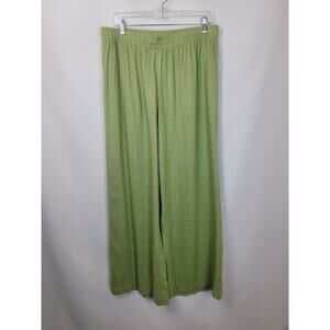 Princess Polly Wide Leg Casual Boho Linen Blend Green Pants Size US 12